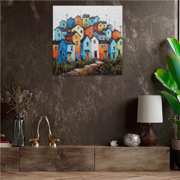 Obraz na plátně - Barevná čtvrť - 80x80 cm