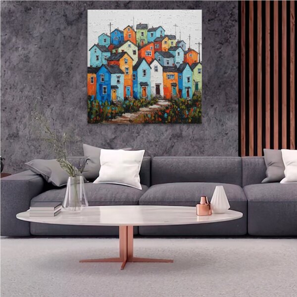 Obraz na plátně - Barevná čtvrť - 80x80 cm