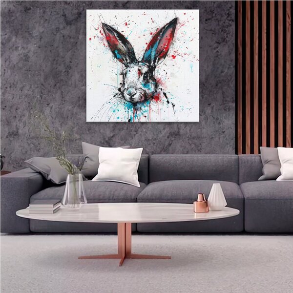 Obraz na plátně - Barevný králík - 80x80 cm