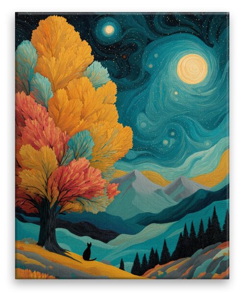 Obraz na plátně - Podzimní hvězdná noc - 40x50 cm