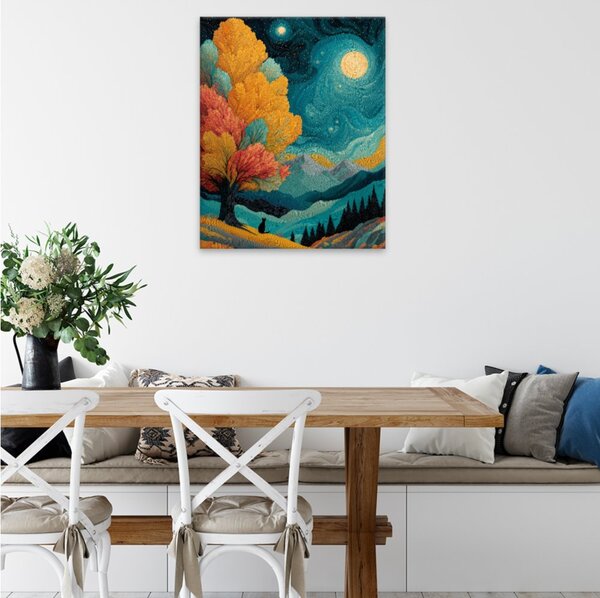 Obraz na plátně - Podzimní hvězdná noc - 40x50 cm