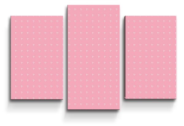 Sablio Obraz - 3-dílný Bílé čárky na růžové - 75x50 cm