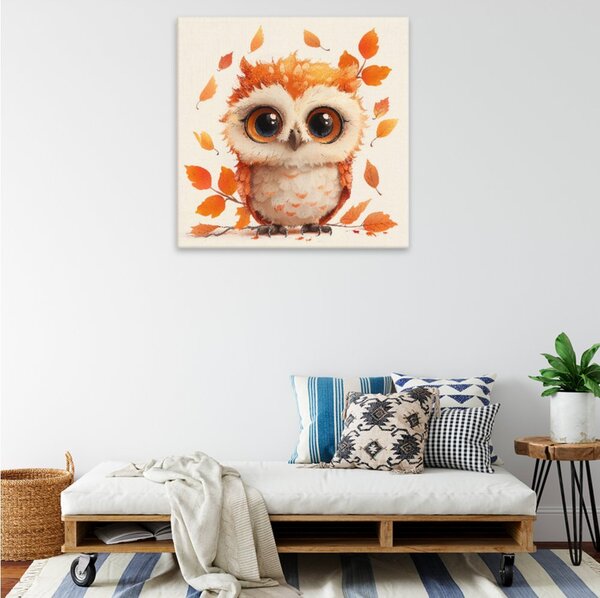 Obraz na plátně - Podzimní sůvička - 80x80 cm
