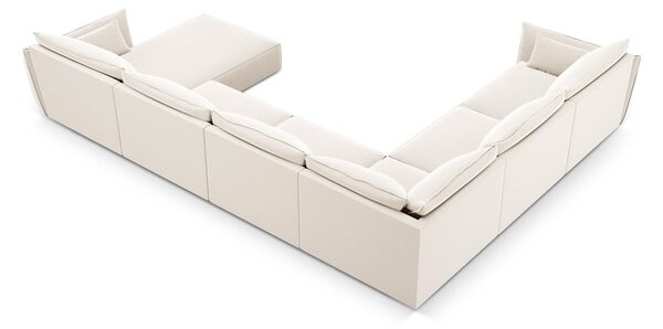 Béžová sametová rohová pohovka (levý roh/do "U") Vanda – Mazzini Sofas
