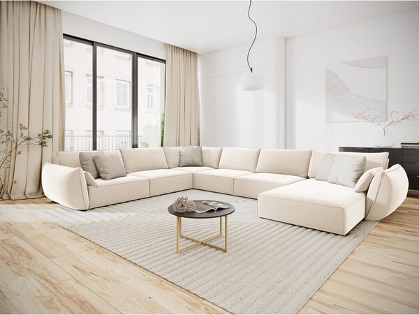 Béžová sametová rohová pohovka (levý roh/do "U") Vanda – Mazzini Sofas