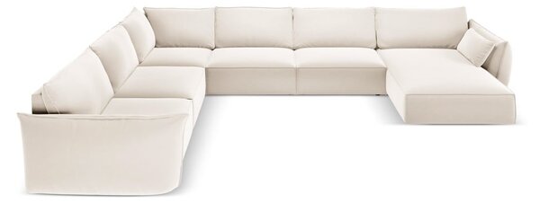Béžová sametová rohová pohovka (levý roh/do "U") Vanda – Mazzini Sofas