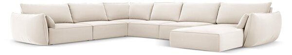Béžová sametová rohová pohovka (levý roh/do "U") Vanda – Mazzini Sofas