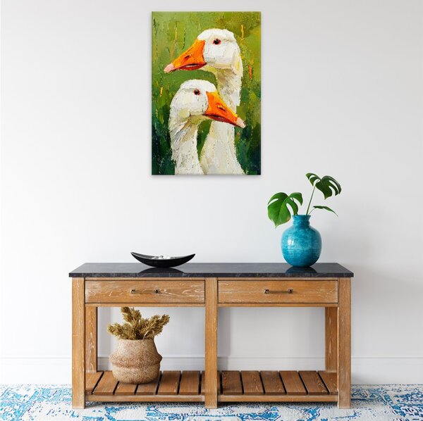 Obraz na plátně - Bílé husy - 80x120 cm - CZ výroba