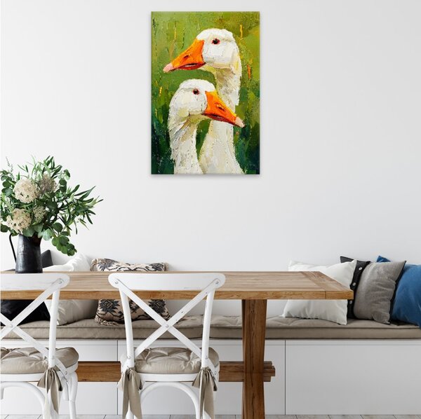 Obraz na plátně - Bílé husy - 80x120 cm - CZ výroba