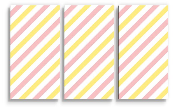 Sablio Obraz - 3-dílný Růžové a žluté pruhy - 120x80 cm