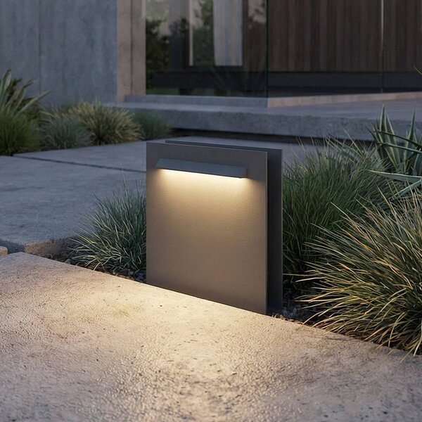 Lucande LED podlahové svítidlo Joril, antracit, 23 cm, IP65, Hliník / šedá / zinek, Hliník, Moderní