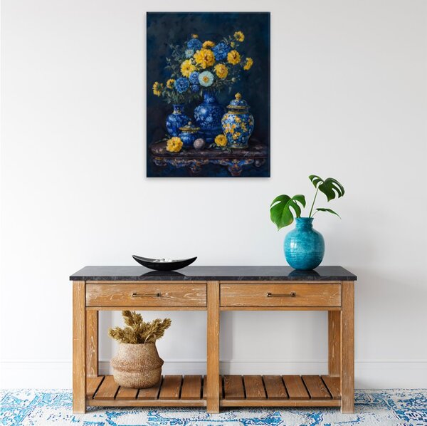 Obraz na plátně - Zlatomodrá harmonie - 30x40 cm