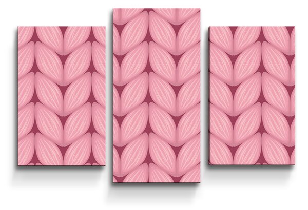 Sablio Obraz - 3-dílný Růžové pletení z vlny - 75x50 cm
