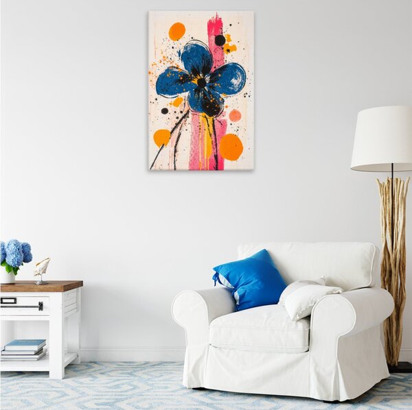 Obraz na plátně - Modrý květ abstrakce - 80x120 cm