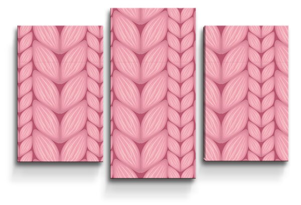 Sablio Obraz - 3-dílný Růžové pletení - 75x50 cm