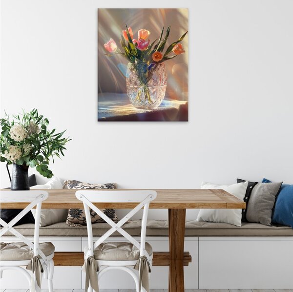 Obraz na plátně - Tulipány v křišťálu - 40x50 cm