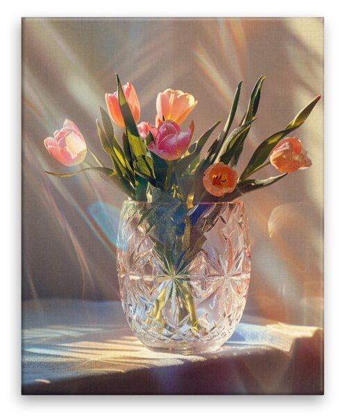 Obraz na plátně - Tulipány v křišťálu - 40x50 cm