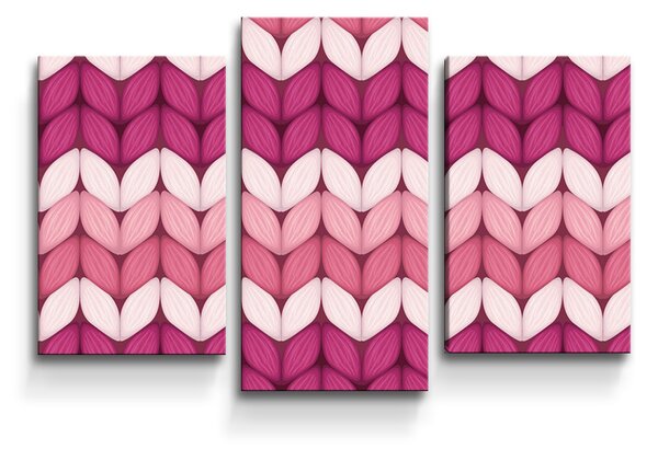 Sablio Obraz - 3-dílný Střídajíci růžové pletení - 75x50 cm