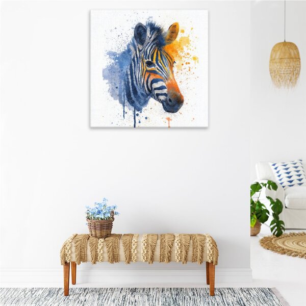 Obraz na plátně - Zebra v barvách - 80x80 cm