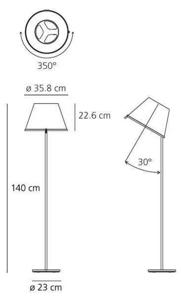 Artemide 1135020A Choose Floor, designová stojací lampa, antracit/pergamen, 2x12W E27, 140cm