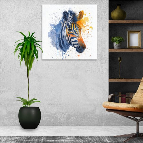 Obraz na plátně - Zebra v barvách - 80x80 cm