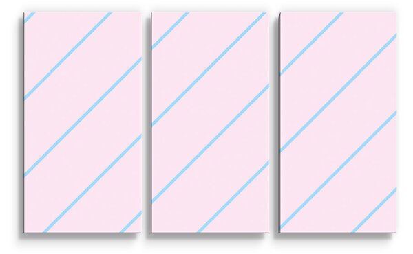 Sablio Obraz - 3-dílný Modré pruhy na růžové - 120x80 cm