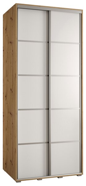 Šatní skříň s posuvnými dveřmi DAVOS 4, 100cm | DUB Artisan / bílá / stříbrné