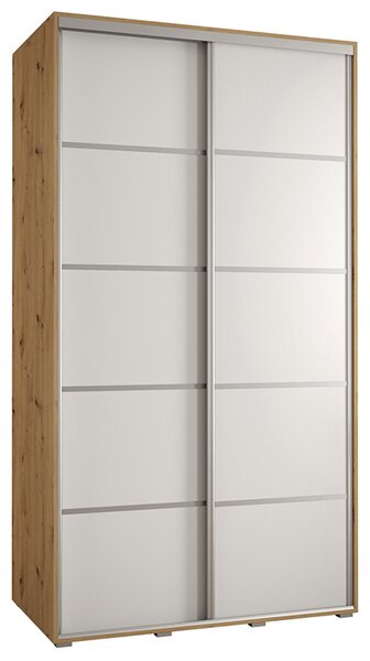 Šatní skříň s posuvnými dveřmi DAVOS 4, 140cm | DUB Artisan / bílá / stříbrné