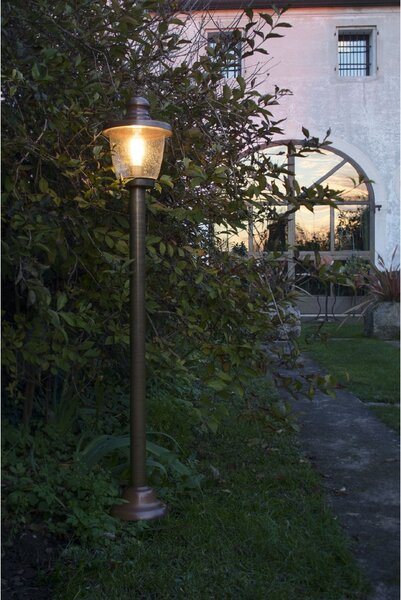 Il Fanale 248.15.ORT Venezia, venkovní stojanová lampa, 1x57W E27, mosaz, bublinkové sklo, výška 150cm, IP44
