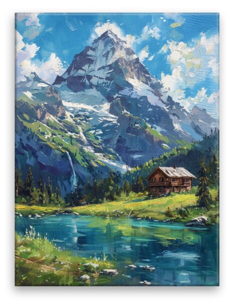 Obraz na plátně - Alpská chalupa - 30x40 cm - CZ výroba