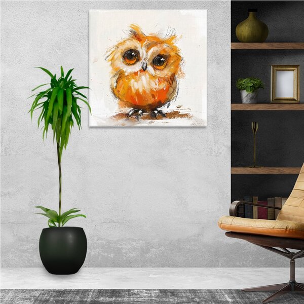 Obraz na plátně - Oranžové soví mládě - 80x80 cm