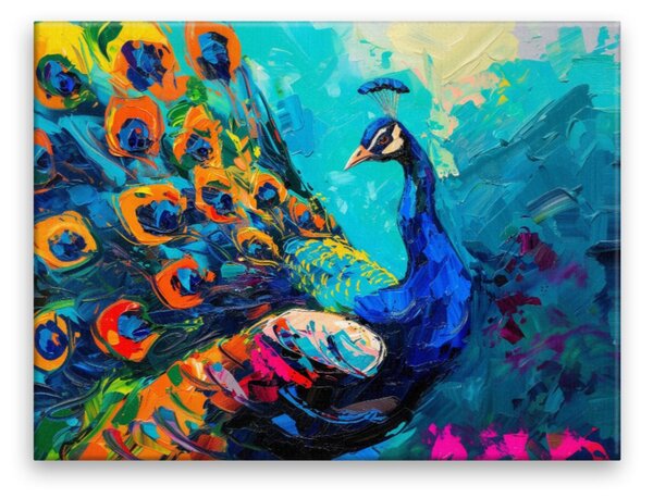 Obraz na plátně - Duhový páv - 40x30 cm - CZ výroba