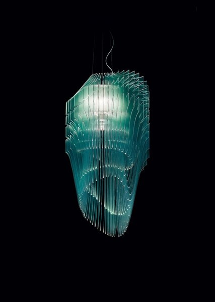 SLAMP AVISM00TRQ01T00000EU Avia suspension M, tyrkysové svítidlo od Zaha Hadid - limitovaná edice, 3x12W E27 + 7W Spot LED PAR 20, 100cm