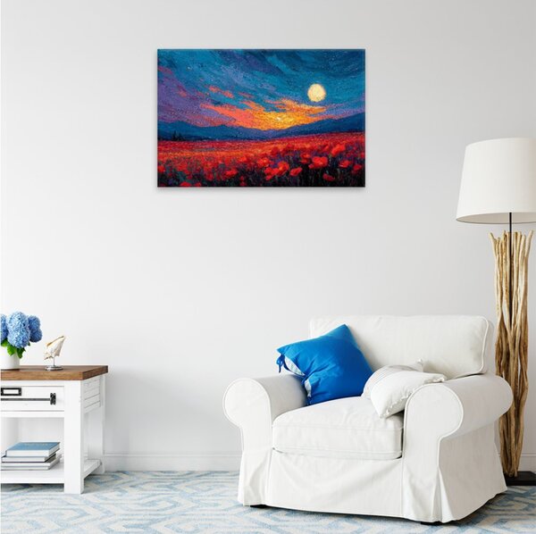 Obraz na plátně - Rudé pole snů - 120x80 cm