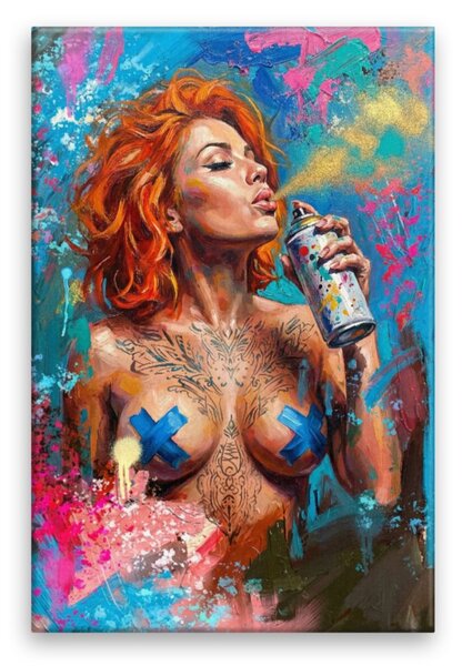 Obraz na plátně - Graffiti múza - 80x120 cm - CZ výroba