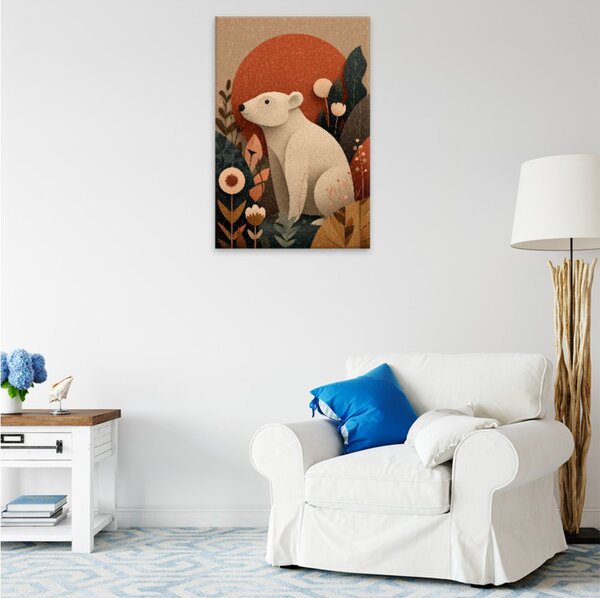 Obraz na plátně - Bílý medvěd v zahradě - 80x120 cm