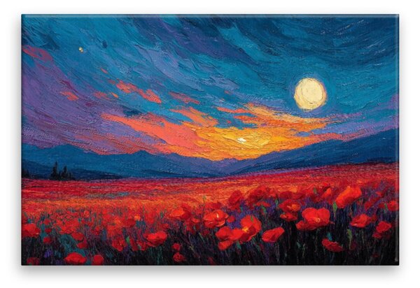 Obraz na plátně - Rudé pole snů - 120x80 cm