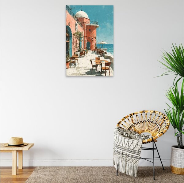 Obraz na plátně - Santorínská terasa - 80x120 cm