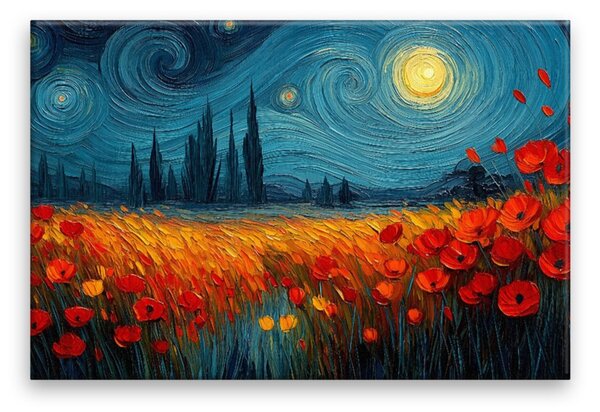 Obraz na plátně - Hvězdná maková pole - 120x80 cm