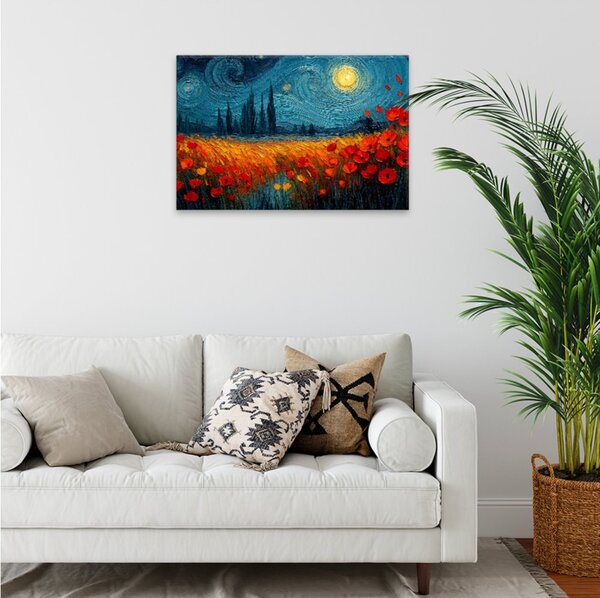 Obraz na plátně - Hvězdná maková pole - 120x80 cm