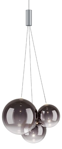 Lodes 16410 4327 Random, závěs z kouřového foukaného skla, 3x1W LED 2700K, šířka 29cm