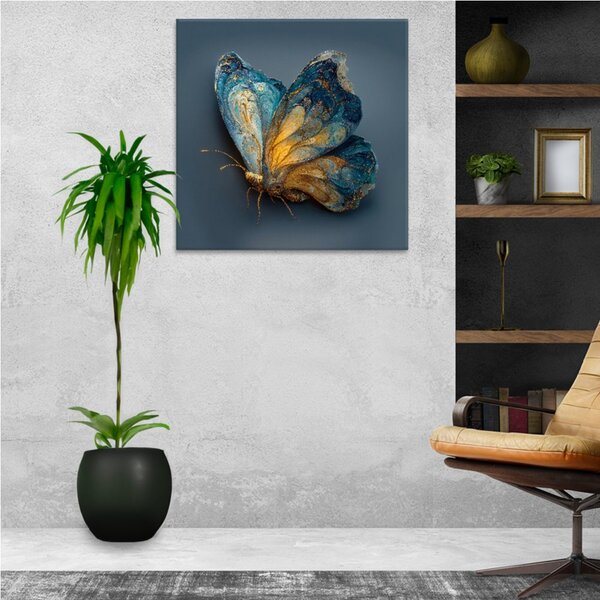 Obraz na plátně - Modrý křehký motýl - 80x80 cm