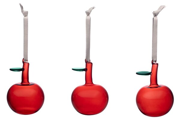 Skleněné ozdoby jablíčka OTC iittala červená 3 ks