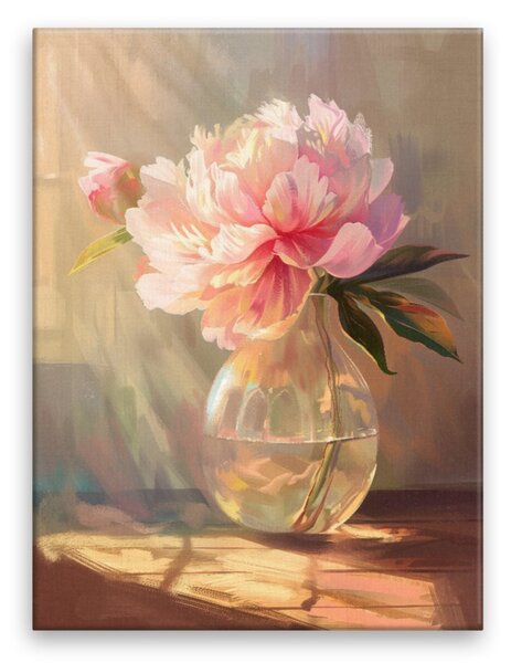 Obraz na plátně - Růžová pivoňka - 30x40 cm