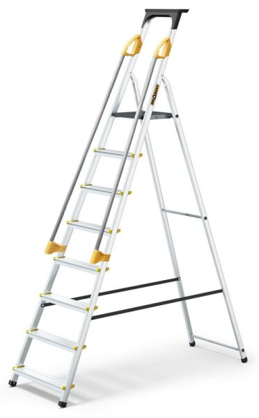 Hliníkové schůdky 8 stupňů s madly DRABEST ALDP+P-8 PRO