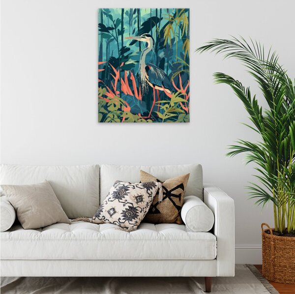 Obraz na plátně - Volavka v bambusu - 40x50 cm