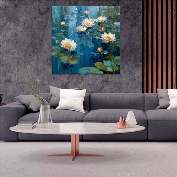 Obraz na plátně - Bílé lekníny - 80x80 cm