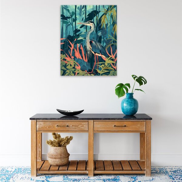 Obraz na plátně - Volavka v bambusu - 40x50 cm