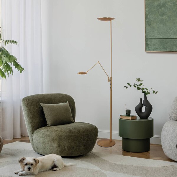 Steinhauer LED stojací lampa Daphne 2 +, na čtení, bronzová barva, dálkové, stmívatelný, Bronz / starožitná mosaz, Obývací pokoj / jídelna, kov, Moderní, Lampička na čtení