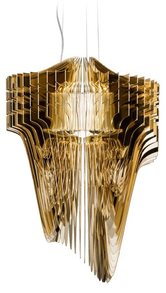 SLAMP ARISM00GLD01T00E27EU Aria M Gold, závěsné svítidlo od Zaha Hadid, 3+1 LED E27, Ø60x90cm